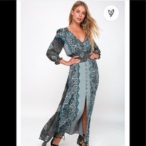 Free people Mexicali Rose Black print maxi dress M